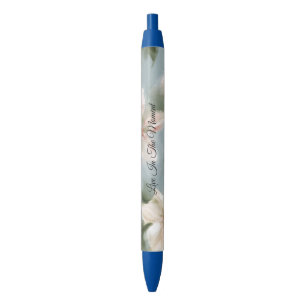 Blue Red White Flowers Moment  Black Ink Pen