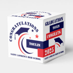 Blue Red White Graduation 2025 Custom Party  Favou Favour Box