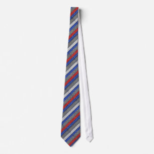 Blue Red White Grey Striped Tie