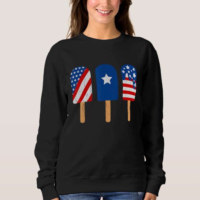 Blue Red White Ice Cream American Flag Funny 4th O Sweatshirt (Front)