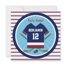 Blue Red White Ice Hockey Jersey Birthday Party