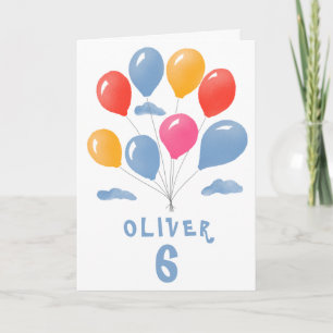 Blue Red Yellow Balloons Boy Birthday Card
