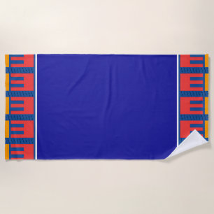 Blue + Red Yellow Geo Trim Beach Towel