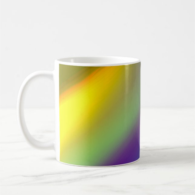 Blue red yellow green abstract pattern orangpurple coffee mug (Left)