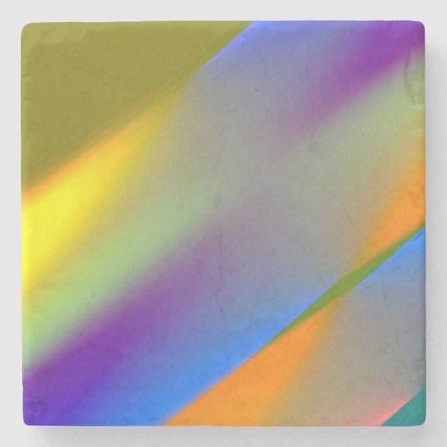 Blue red yellow green abstract pattern orangpurple stone coaster (Front)