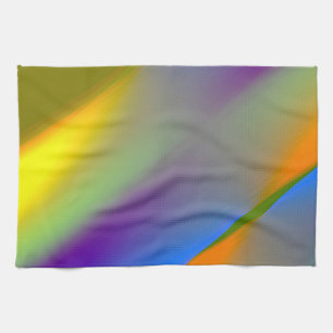 Blue red yellow green abstract pattern orangpurple tea towel