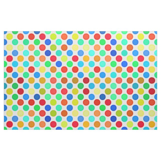 Blue Red Yellow Green Orange Polka Dots Pattern Fabric (Fat Quarter)
