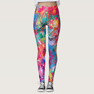 Blue Red Yellow Green Pink Teal Drops Abstraction Leggings