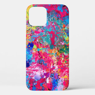 Blue Red Yellow Green Pink Teal Splash Abstraction iPhone 12 Case