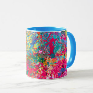 Blue Red Yellow Green Pink Teal Splash Abstraction Mug