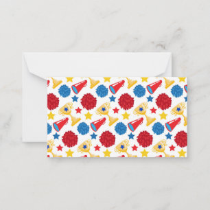 Blue Red Yellow Stars Cheerleader Megaphone Pom Card