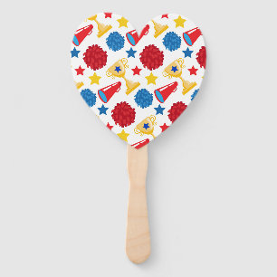 Blue Red Yellow Stars Cheerleader Megaphone Pom Hand Fan