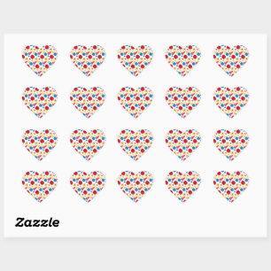 Blue Red Yellow Stars Cheerleader Pom Poms Heart Sticker