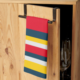 Blue Red Yellow Stripe Tea Towel