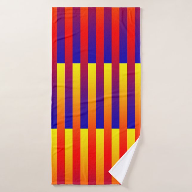 Blue Red Yellow Stripes Bath Towel (Bath Towel)