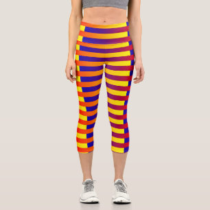 Blue Red Yellow Stripes Capri Leggings