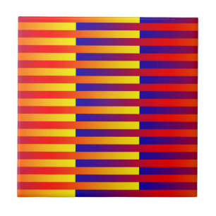 Blue Red Yellow Stripes Ceramic Tile