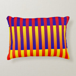 Blue Red Yellow Stripes Decorative Cushion