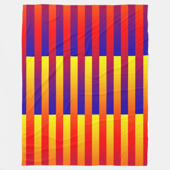 Blue Red Yellow Stripes Fleece Blanket (Front)