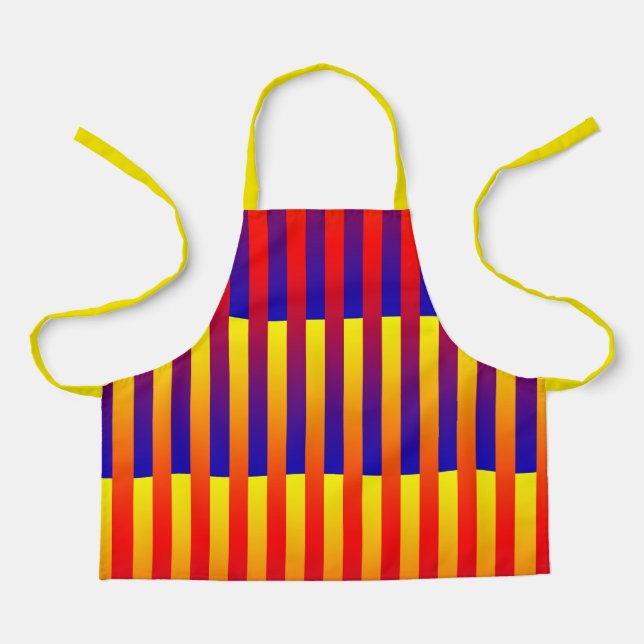 Blue Red Yellow Stripes Kids Apron (Front)