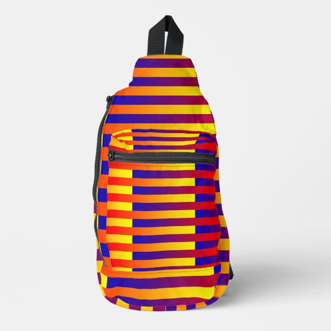 Blue Red Yellow Stripes Sling Bag (Front)