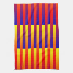Blue Red Yellow Stripes Tea Towel