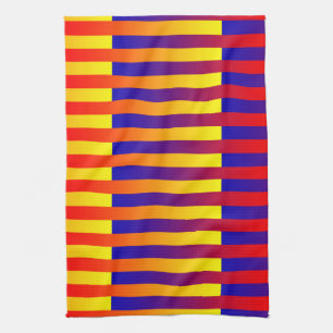 Blue Red Yellow Stripes Tea Towel