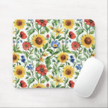 Blue Red Yellow Sunflowers Italian Floral Mouse Pad<br><div class="desc">Blue Red Yellow Sunflowers Italian Floral</div>
