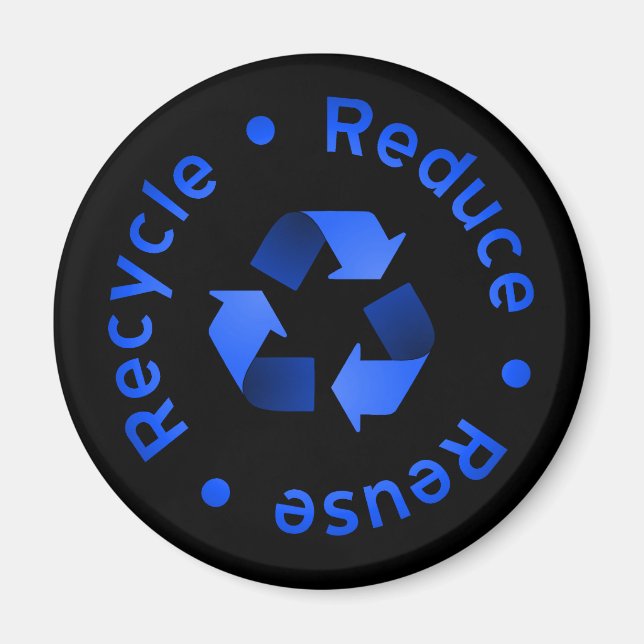 Blue Reduce, Reuse, Recycle Magnet (Front)