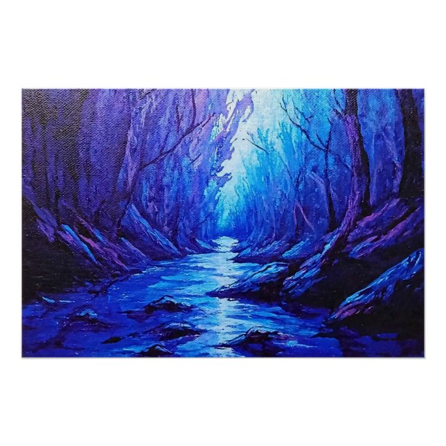 Blue Reflections in the Mystical Forest Poster (Front)