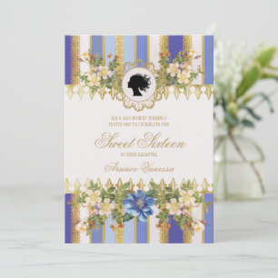 Blue Regency Era Sweet Sixteen Invitation