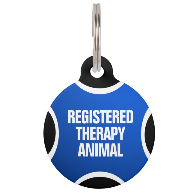 Blue Registered Therapy Animal Pet Tag (Front)