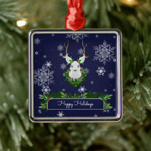 Blue Reindeer Ceramic Ornament