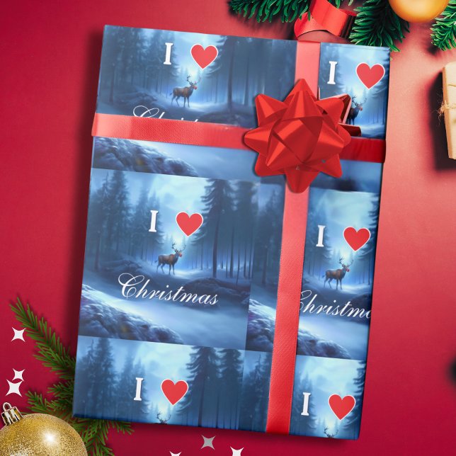 Blue Reindeer Custom Christmas Wrapping Paper (Creator Uploaded)