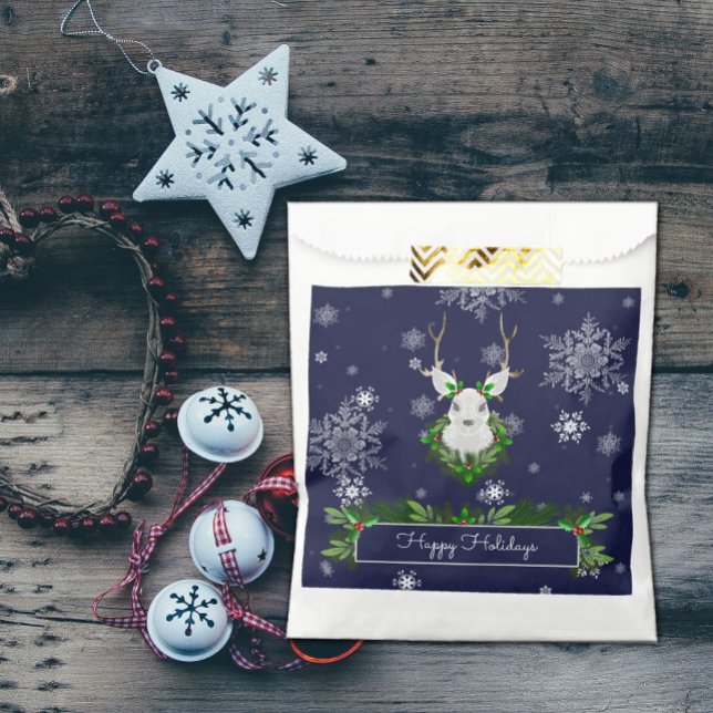 Blue Reindeer Favour Bag (Blue Reindeer Favor Bags)