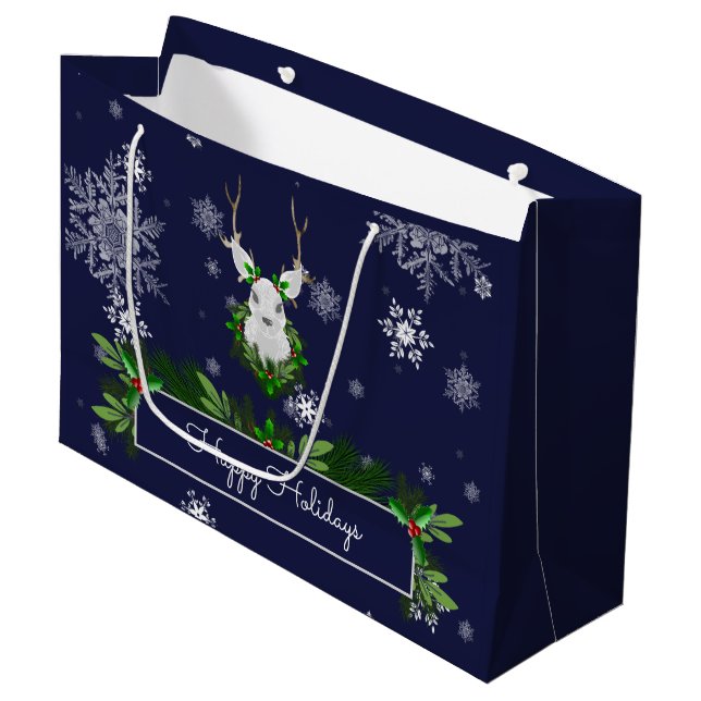 Blue Reindeer Gift Bag (Front Angled)
