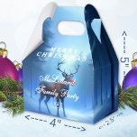 Blue Reindeer Merry Christmas Family Party Favour Box<br><div class="desc">On a crisp and quiet winter night, you unexpectedly stumble upon a reindeer. Standing majestically on the edge of the forest, its nose is glowing. You look into each other's eyes for a brief moment before he magically vanishes into the night sky... . This is the story behind this "Adorable...</div>
