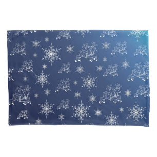 blue,reindeer, star, stars, snowflake, christmas pillowcase