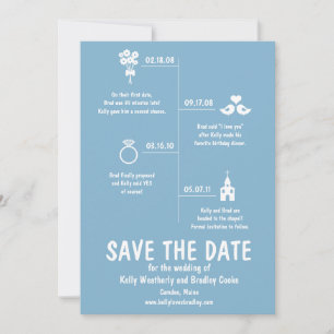Blue Relationship Timeline Wedding Save the Date