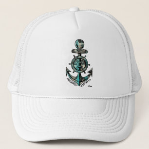 "Blue Religious Anchor Trucker Hat
