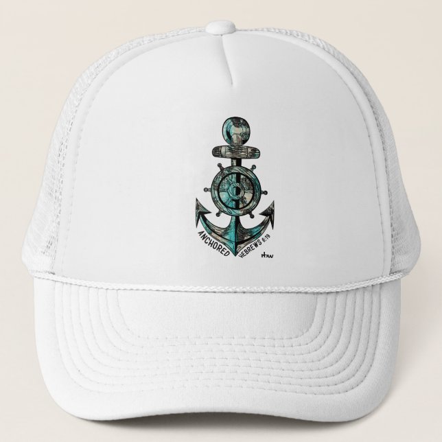 "Blue Religious Anchor Trucker Hat (Front)