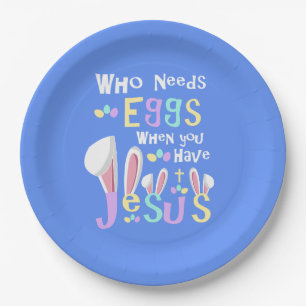Blue Religious Easter Table Decorations Paper Plate