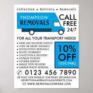 Blue Removal Van, Removal Company Advertising Poster