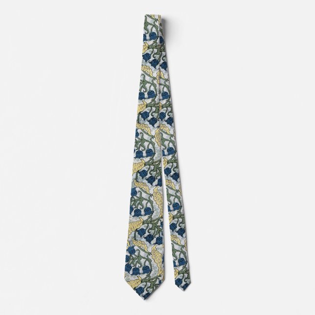 Blue Repeating Floral Pattern Tie (Front)
