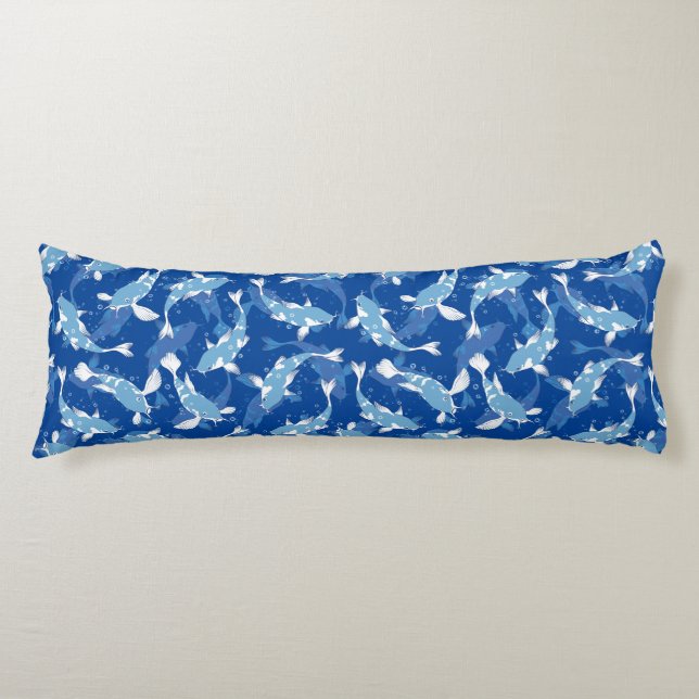 Blue Repeating Motif | Koi Fish Pattern Body Cushion (Front)