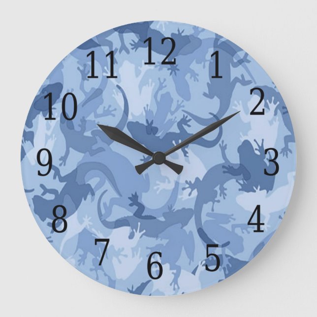 Blue Reptile Camouflage Round Clock (Front)