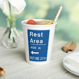 Blue Rest Area Road Sign  Paper Cups