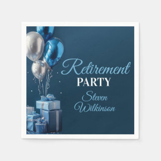 Blue Retirement Party Balloon Gifts Napkin