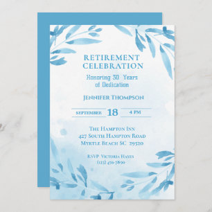 Blue Retirement Party Celebration   Invitation