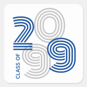 Blue Retro Big Numbers Class of Square Sticker